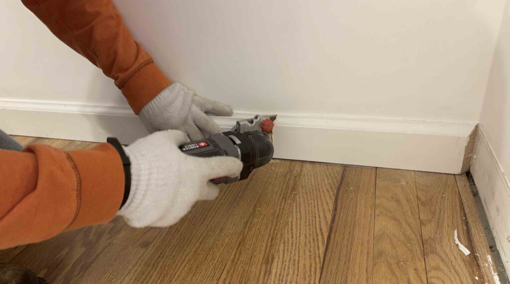 Cutting Baseboard